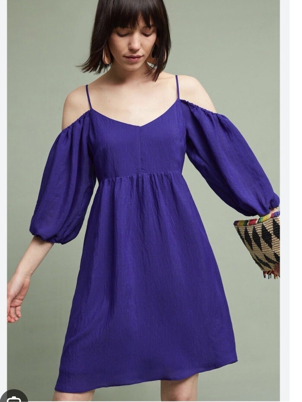 Moulinette Soeurs Anthropologie Carina Blue Dress Size S Rayon Blend Mini